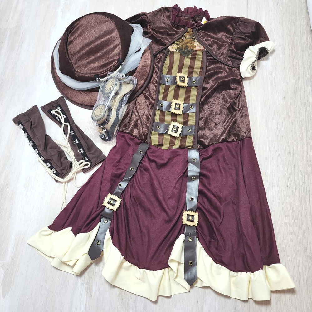 California Costumes Steampunk Girl Tween Large 10-12  Dress Hat Goggles